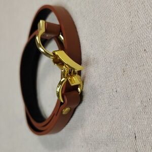Chestnut Skinny Belt Size 12 Lobster Closure Clasp Gold Hardware